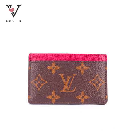 Louis Vuitton Card Case In Monogram Canvas with Red Lining