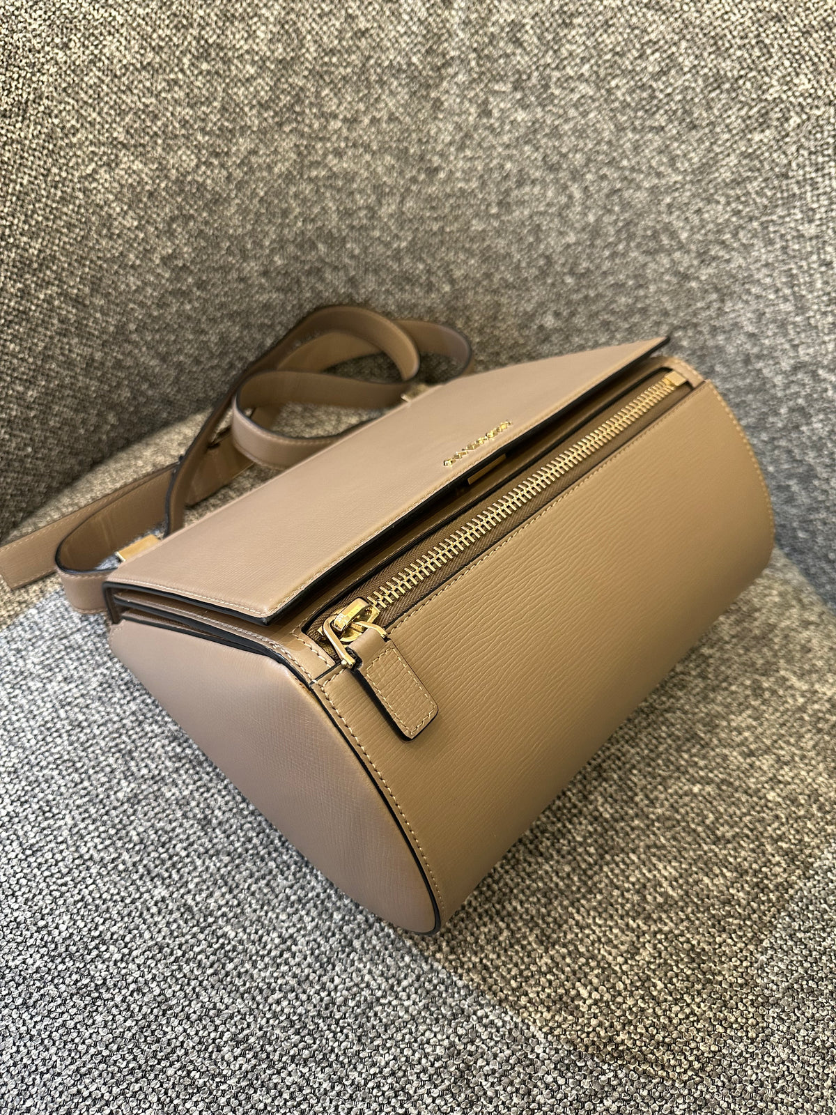 Givenchy Pandora Box In Taupe Calfskin Leather