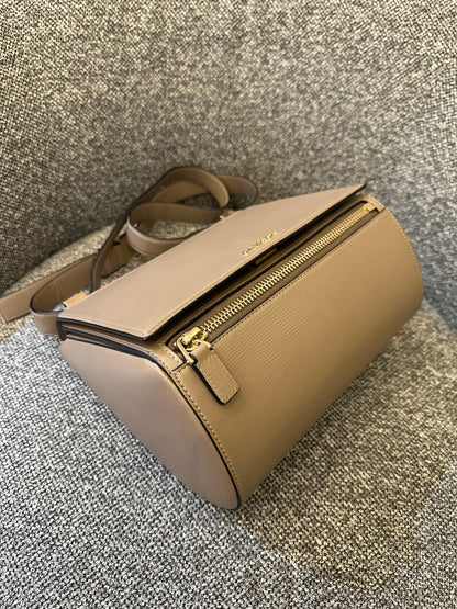 Givenchy Pandora Box In Taupe Calfskin Leather