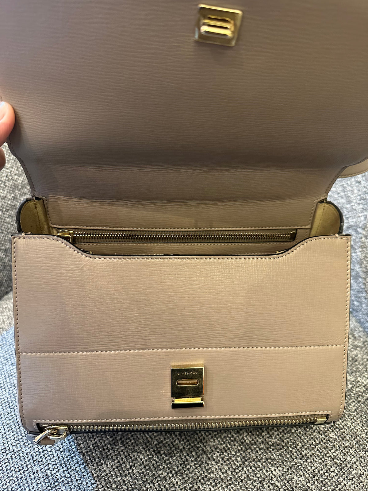 Givenchy Pandora Box In Taupe Calfskin Leather