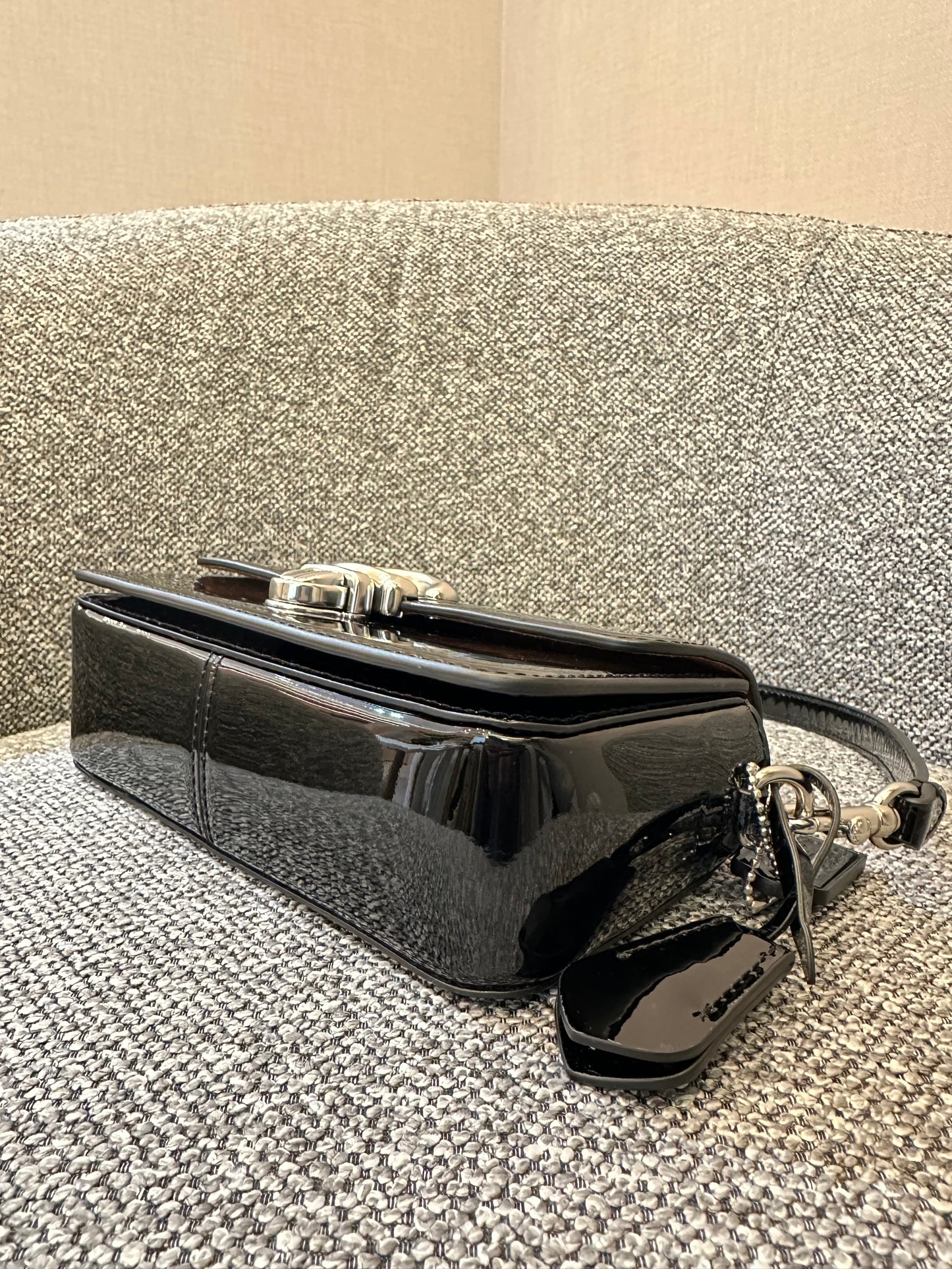 Coach Studio Baguette Shoulder Bag in Black Patent Leather