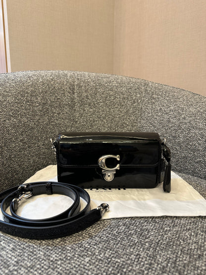 Coach Studio Baguette Shoulder Bag in Black Patent Leather