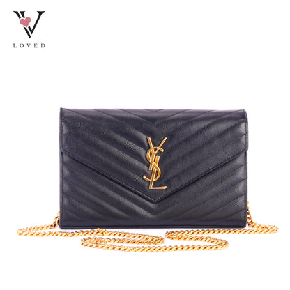 Yves Saint Laurent Cassandre Monogram in Caviar Leather