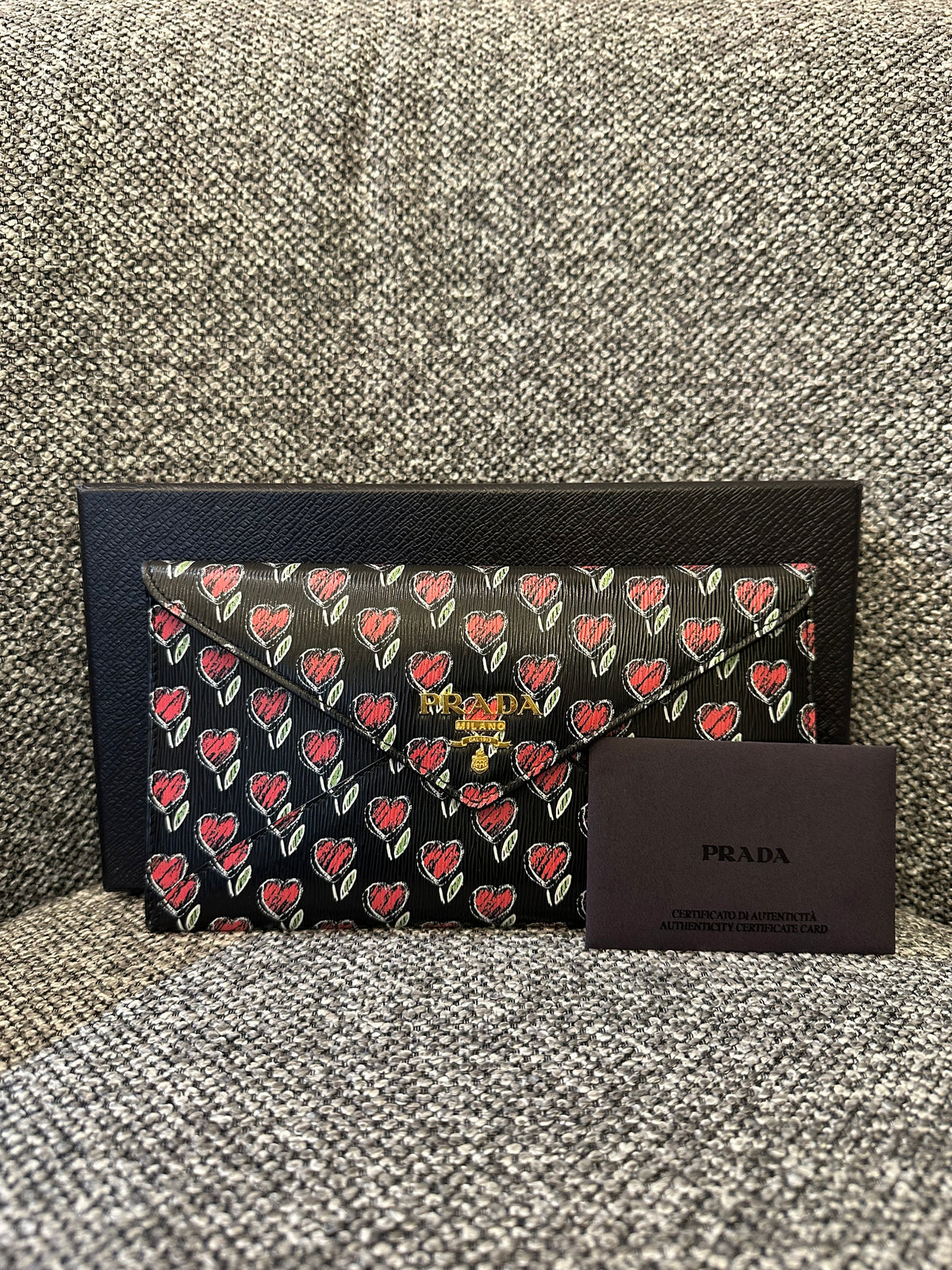 Prada Vitello Move Love Envelope/Long Wallet