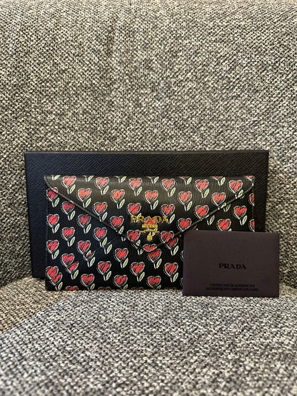Prada Vitello Move Love Envelope/Long Wallet