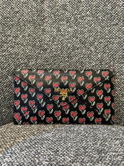 Prada Vitello Move Love Envelope/Long Wallet