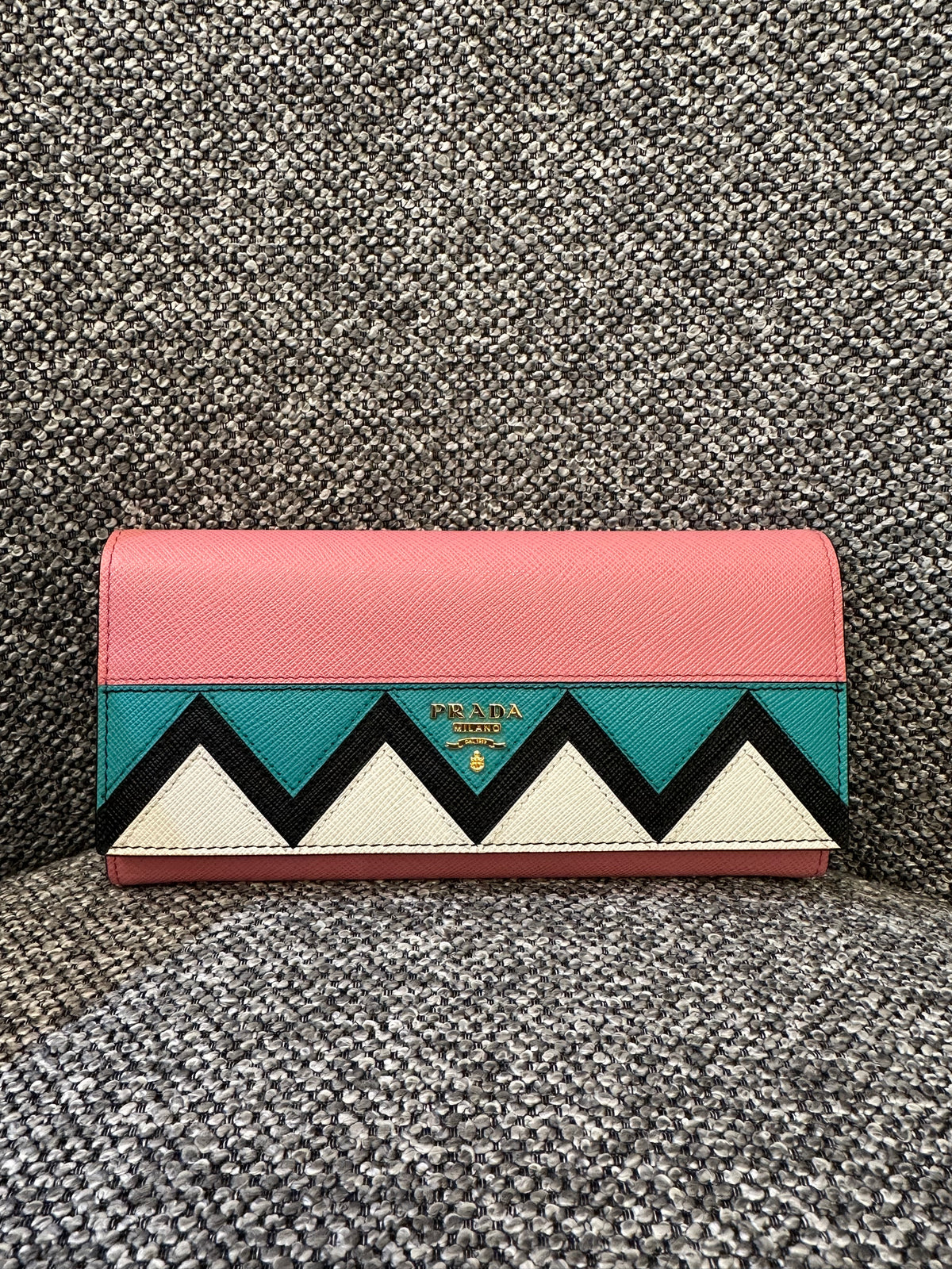 Prada Saffiano Greca Zigzag Wallet