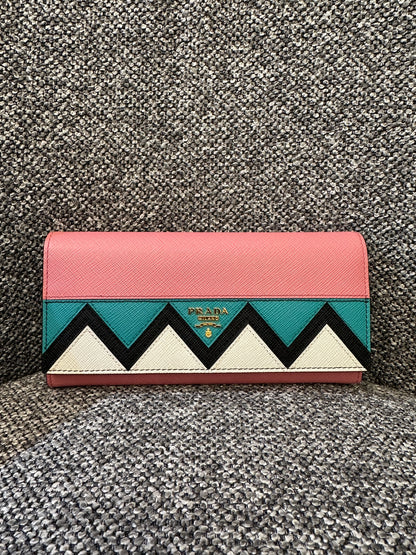 Prada Saffiano Greca Zigzag Wallet