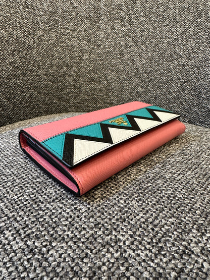 Prada Saffiano Greca Zigzag Wallet