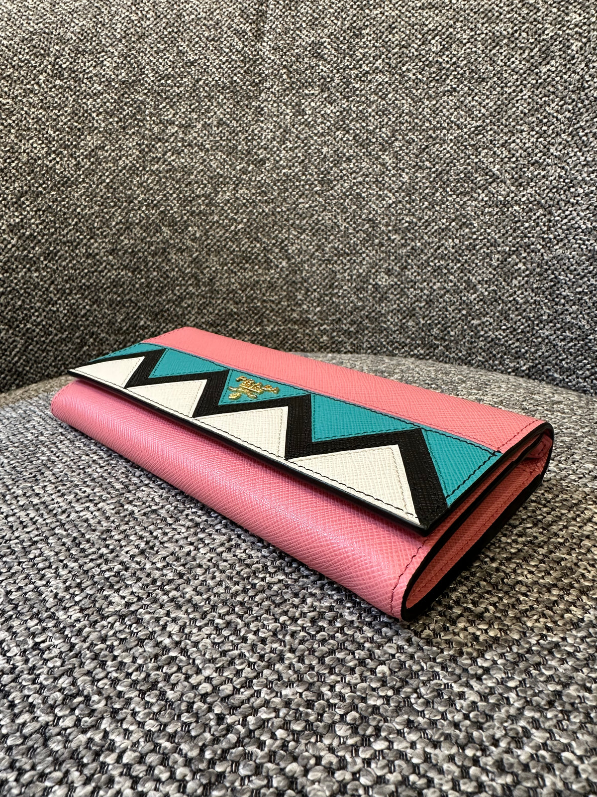 Prada Saffiano Greca Zigzag Wallet