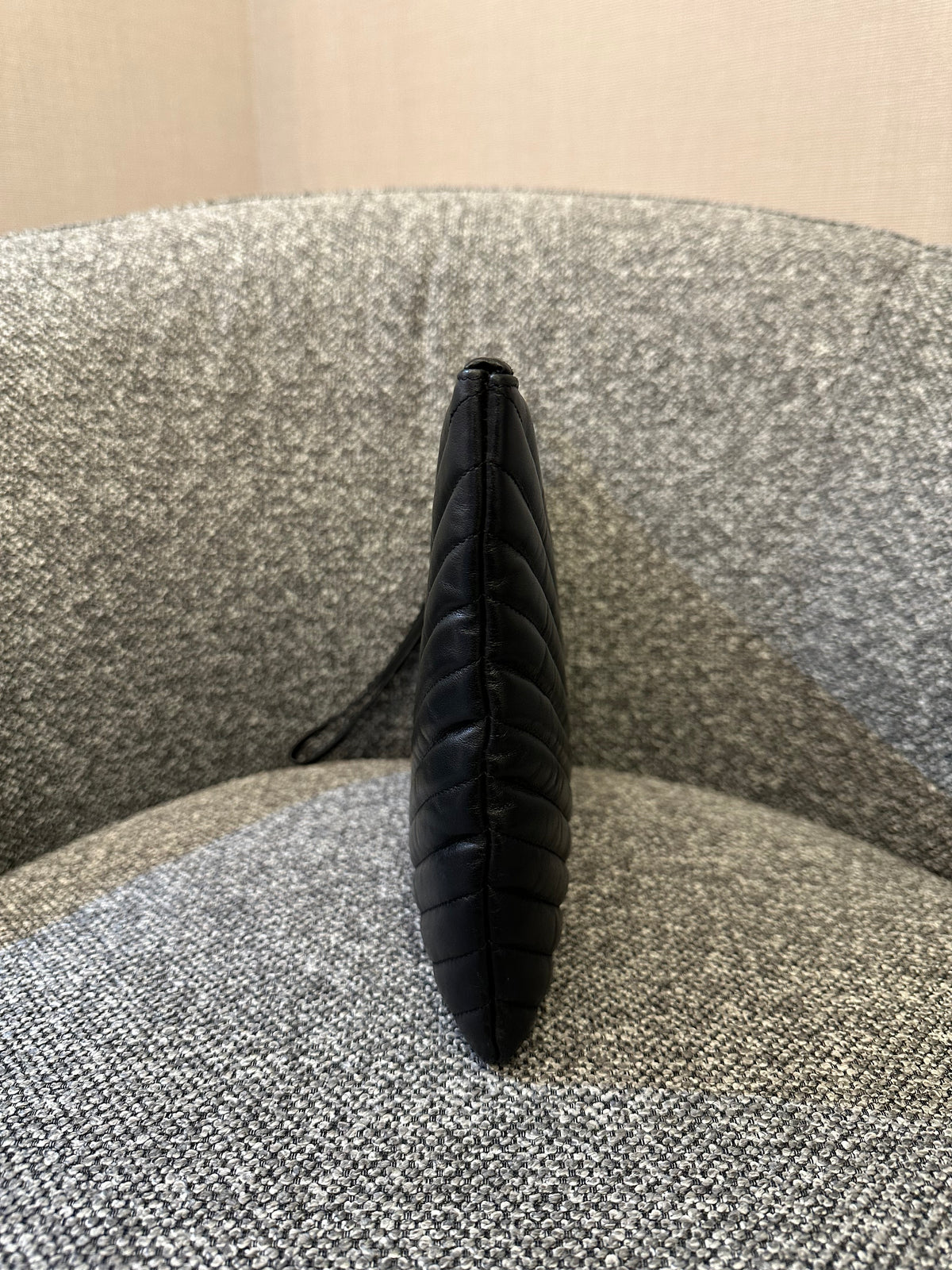 Yves Saint Laurent Cassandre Matelasse Large Clutch In Black Leather