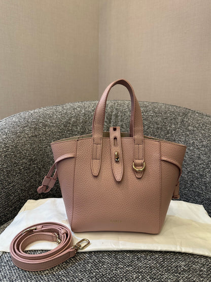 Furla Net Mini Tote Bag in Pink Grained Leather