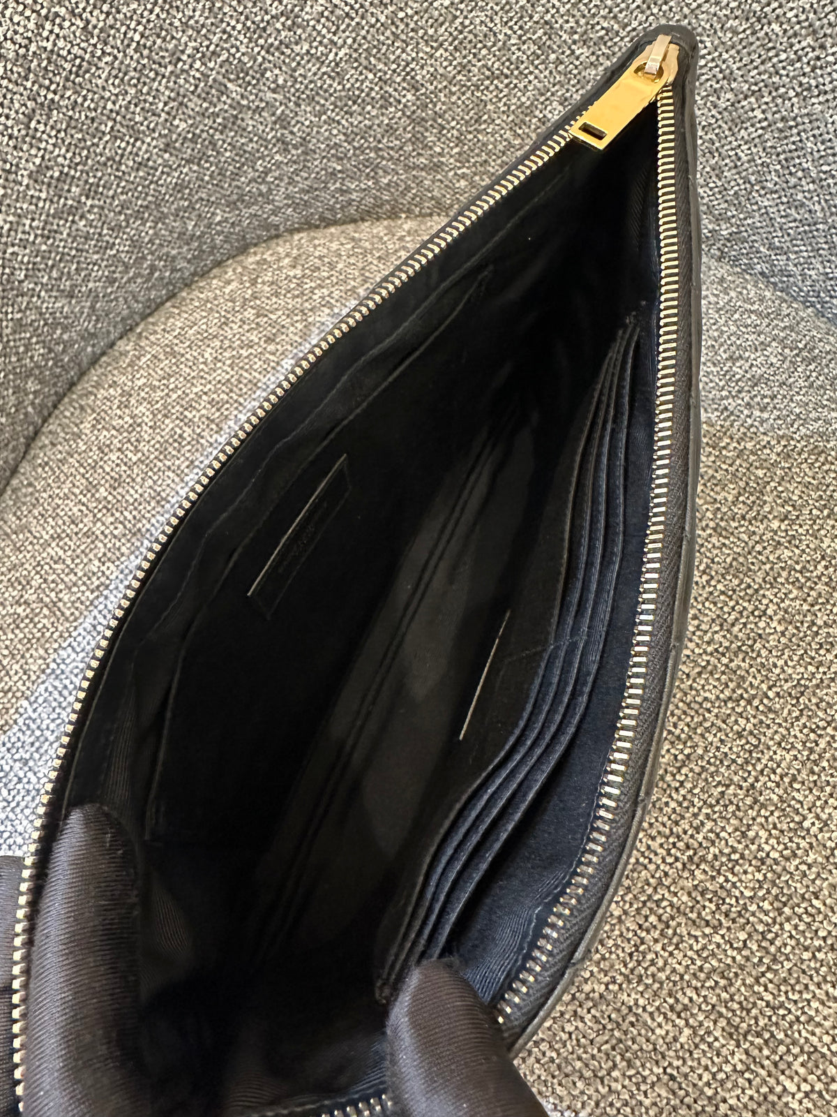 Yves Saint Laurent Cassandre Matelasse Large Clutch In Black Leather