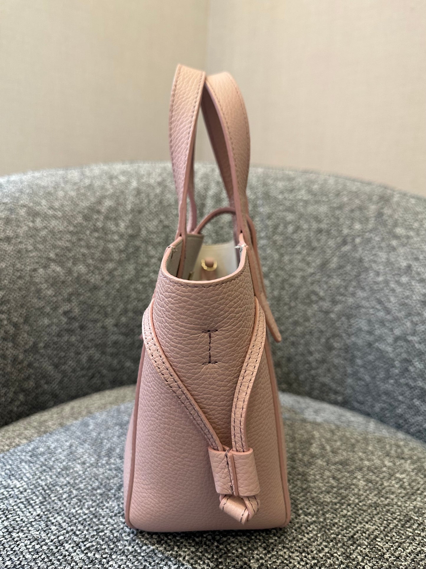 Furla Net Mini Tote Bag in Pink Grained Leather