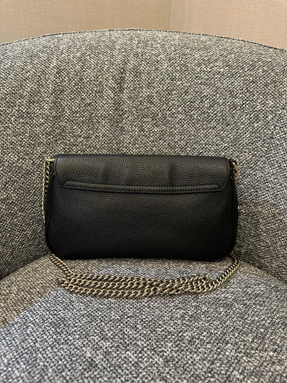 Gucci Soho Flap Crossbody Bag in Black Pebbled Leather