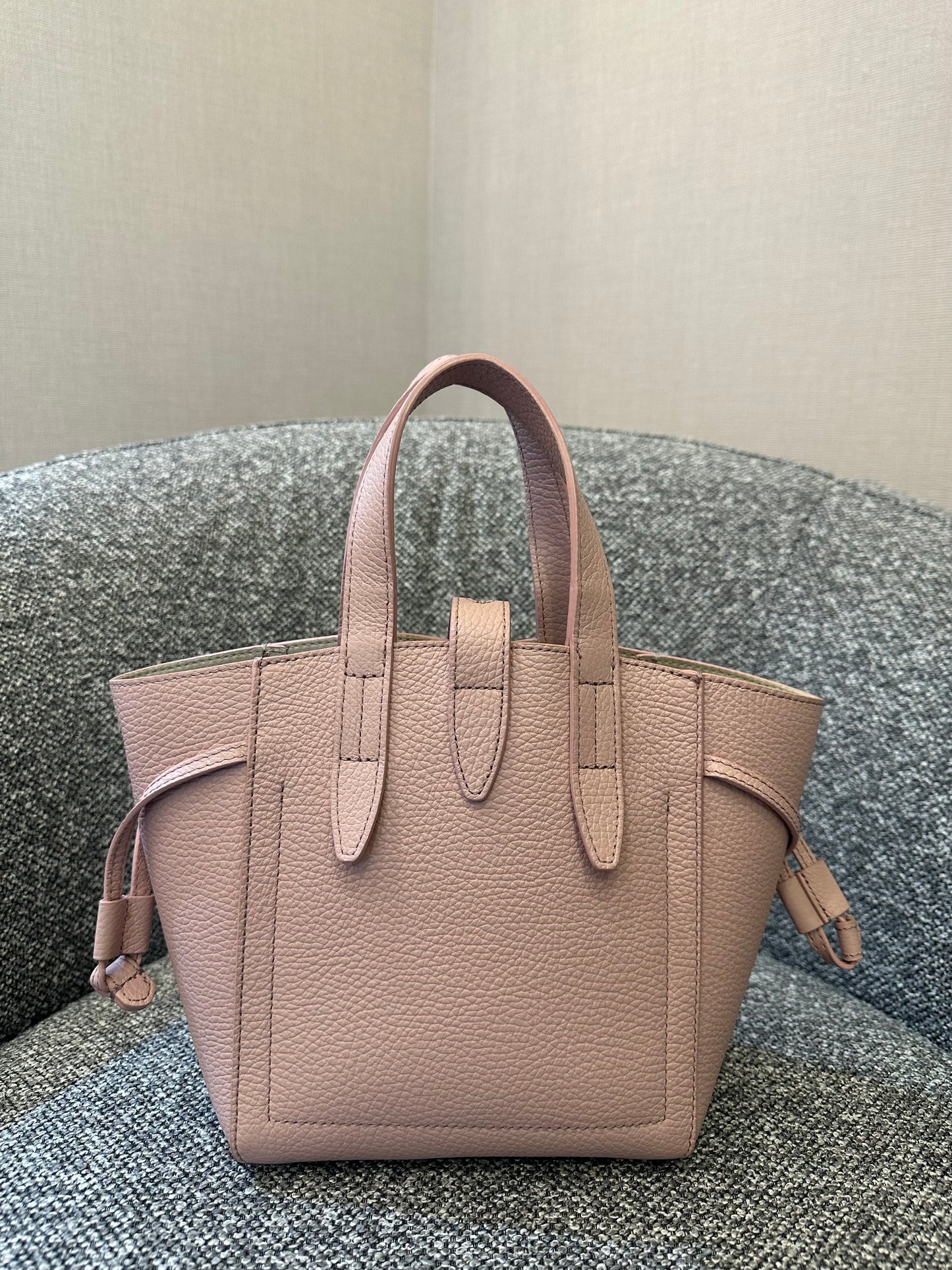Furla Net Mini Tote Bag in Pink Grained Leather