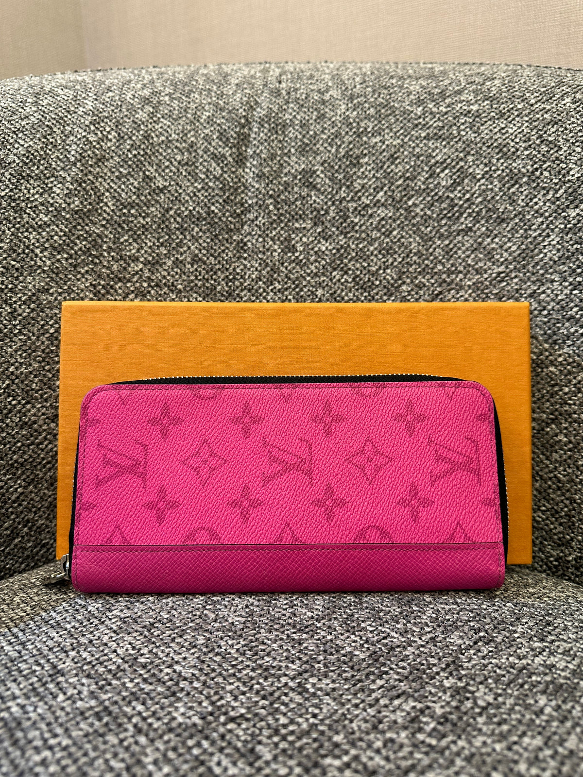 Louis Vuitton Taigarama Zippy Wallet Vertical In Bright Fucshia