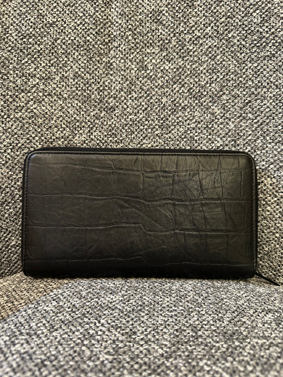Yves Saint Laurent Crocodile Embossed Zip Around Long Wallet