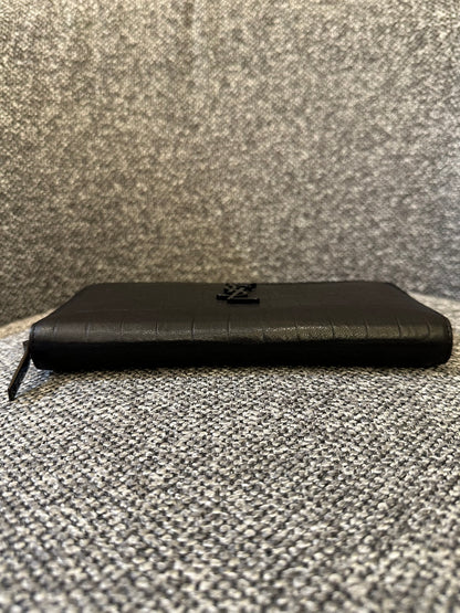 Yves Saint Laurent Crocodile Embossed Zip Around Long Wallet
