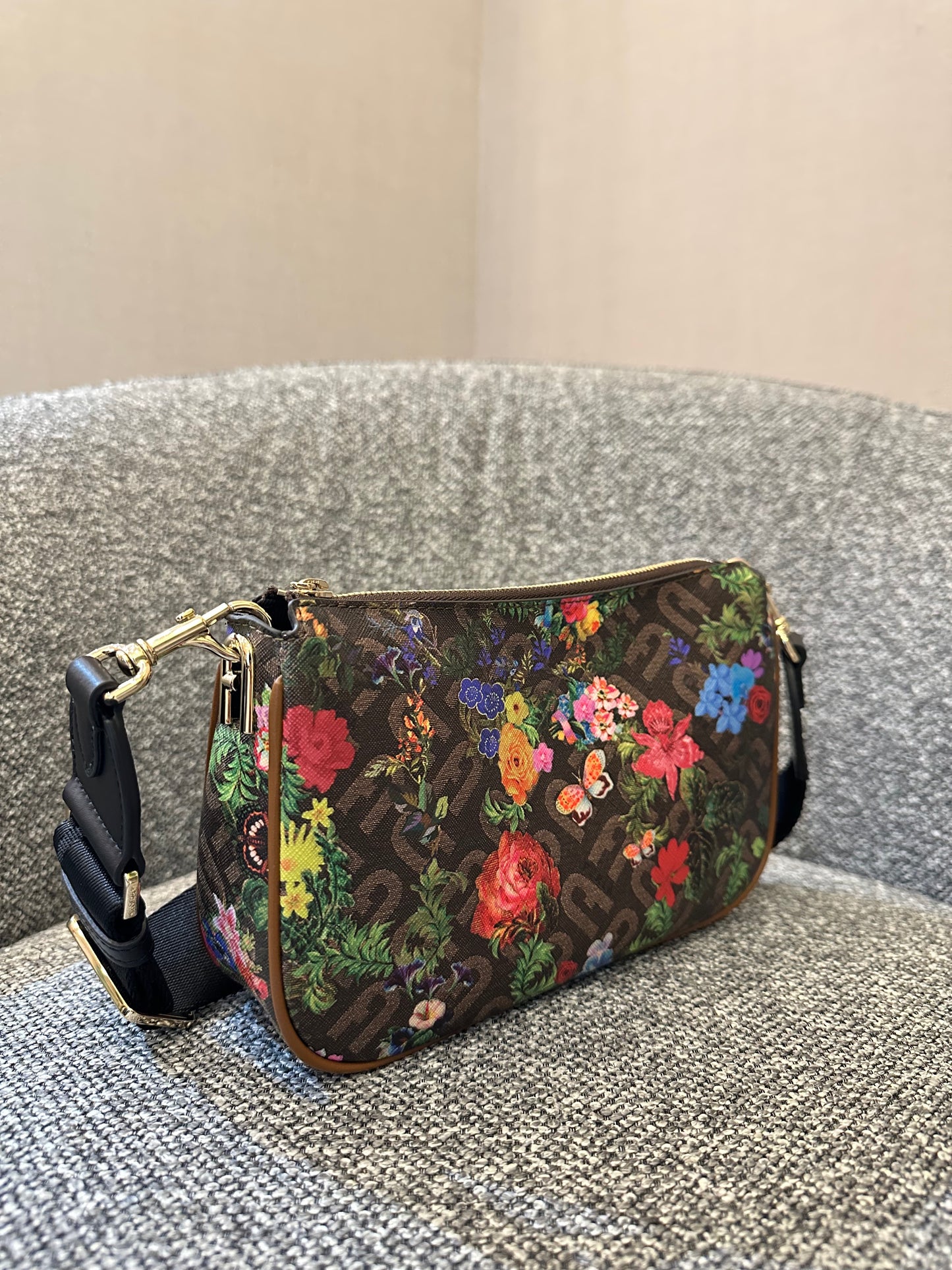 Furla Moon Shoulder Bag and Compact Wallet in Floral Print