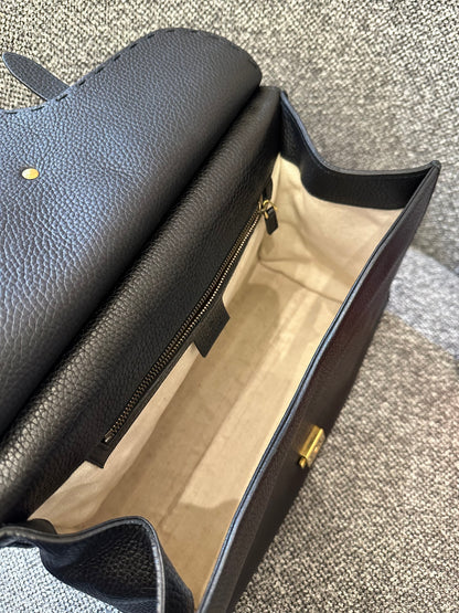 Gucci GG Marmont Small Top Handle Bag In Black Leather