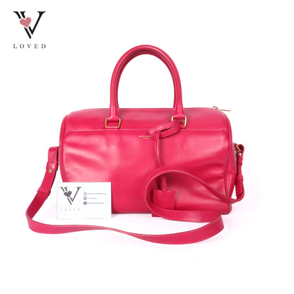Duffle Leather Two-Way Handbag In Pink