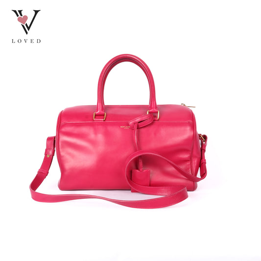 Duffle Leather Two-Way Handbag In Pink