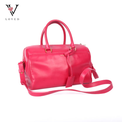 Duffle Leather Two-Way Handbag In Pink