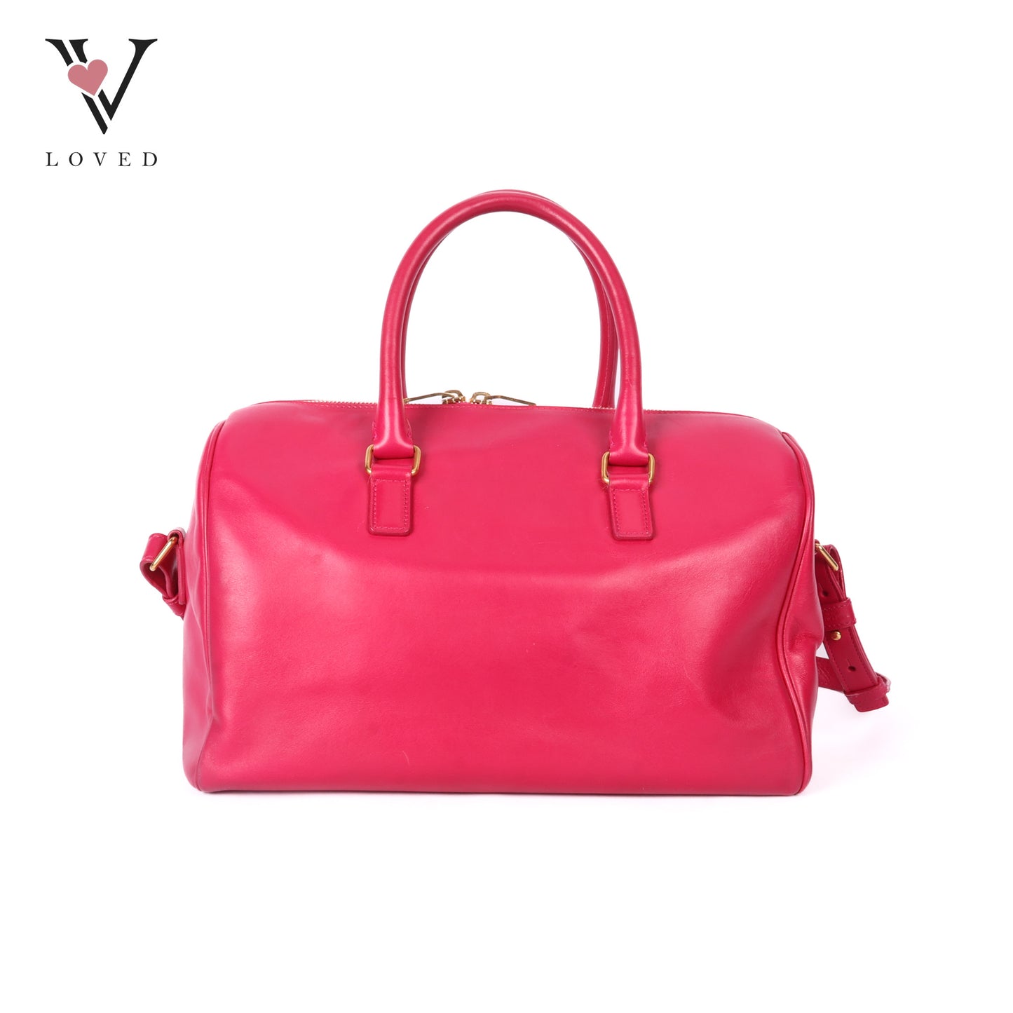 Duffle Leather Two-Way Handbag In Pink