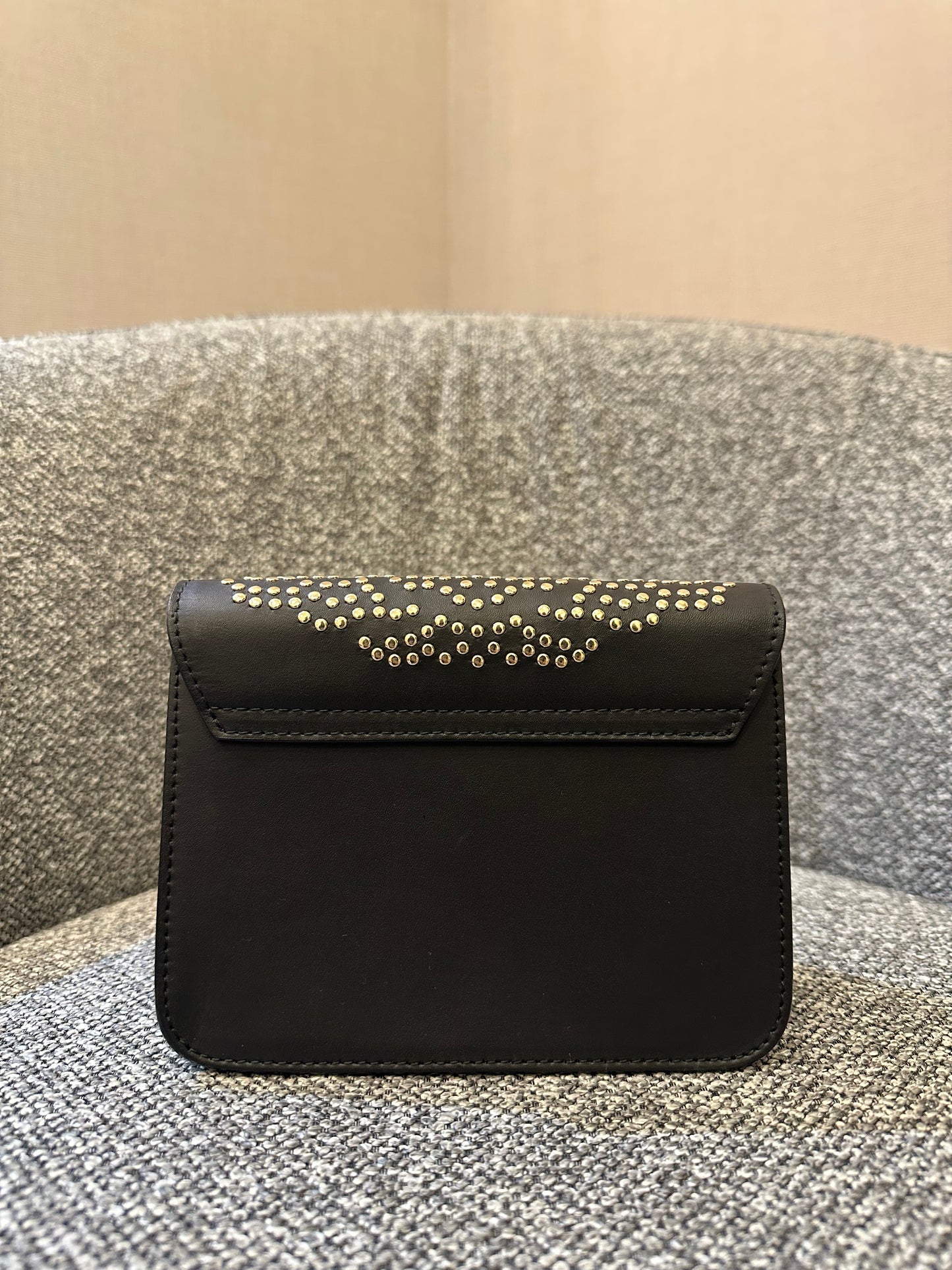 Furla Metropolis Mini Crossbody Bag in Black Leather with Gold-Toned Studs