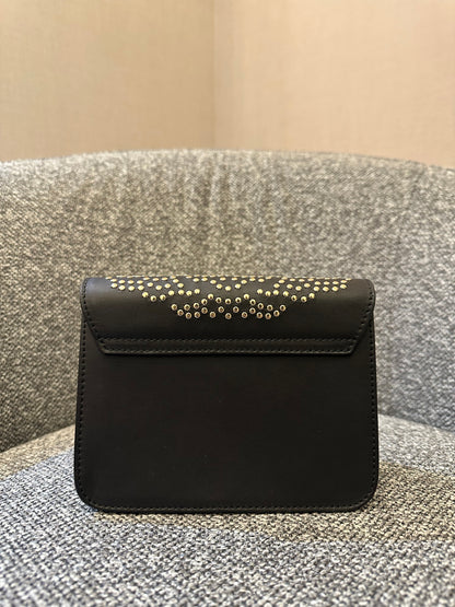 Furla Metropolis Mini Crossbody Bag in Black Leather with Gold-Toned Studs