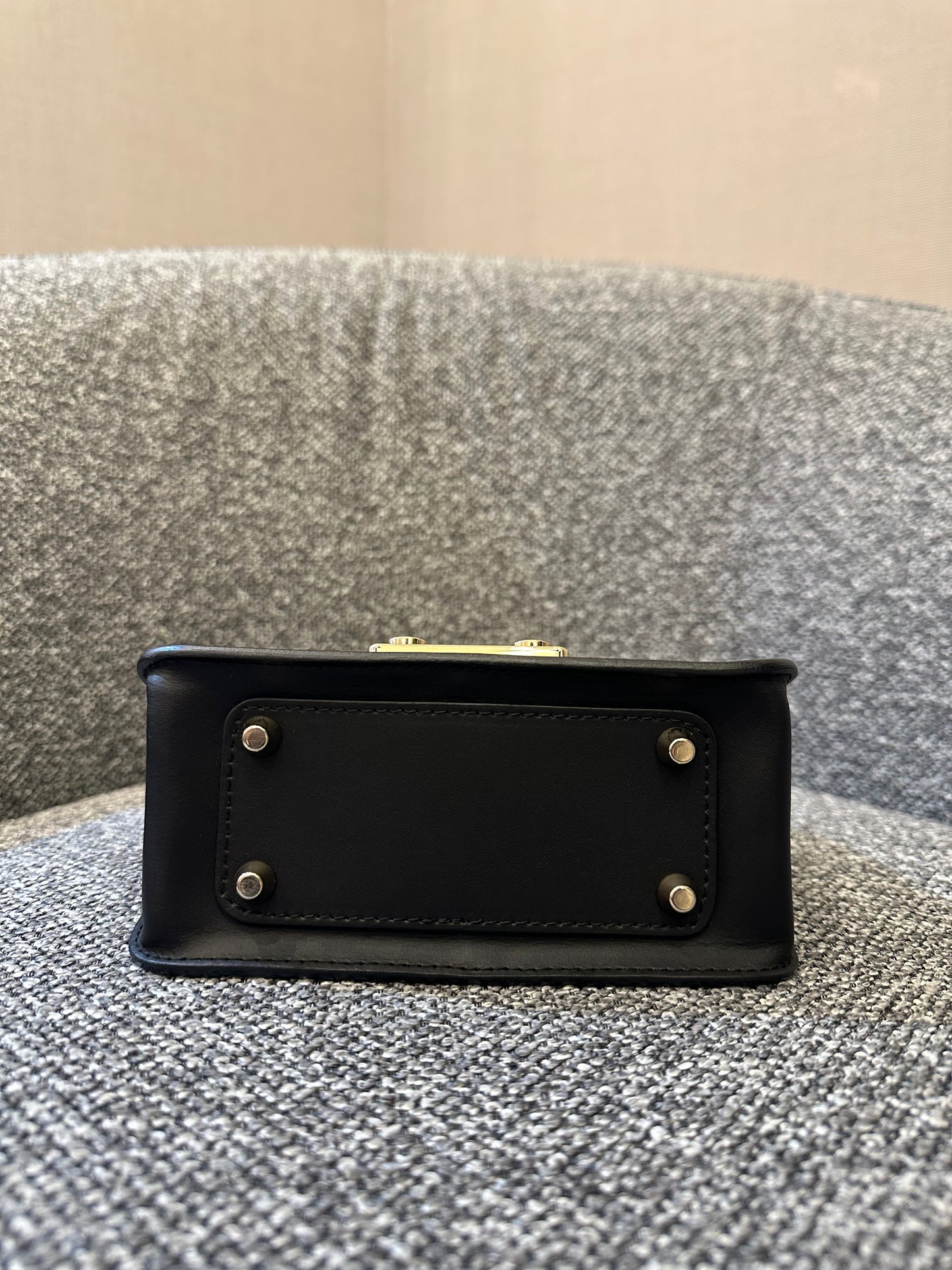 Furla Metropolis Mini Crossbody Bag in Black Leather with Gold-Toned Studs