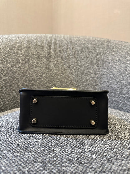 Furla Metropolis Mini Crossbody Bag in Black Leather with Gold-Toned Studs