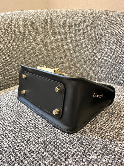 Furla Metropolis Mini Crossbody Bag in Black Leather with Gold-Toned Studs