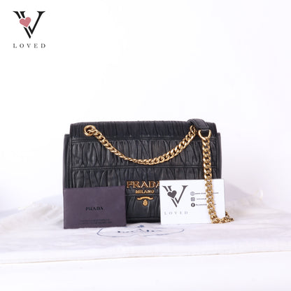 Chain Flap Shoulder Bag Nappa Gauffre