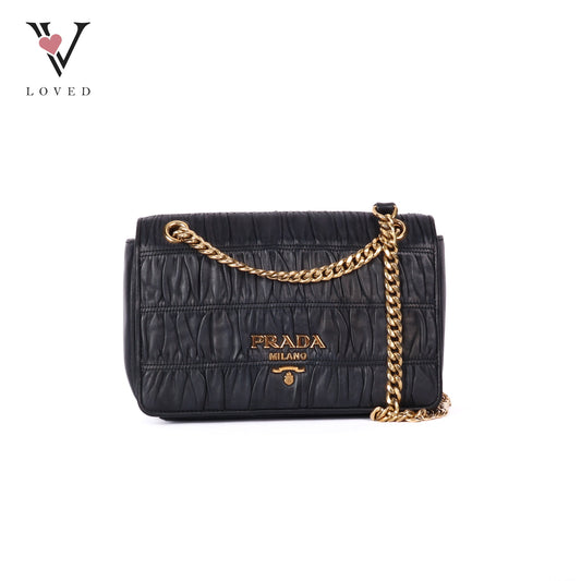 Chain Flap Shoulder Bag Nappa Gauffre