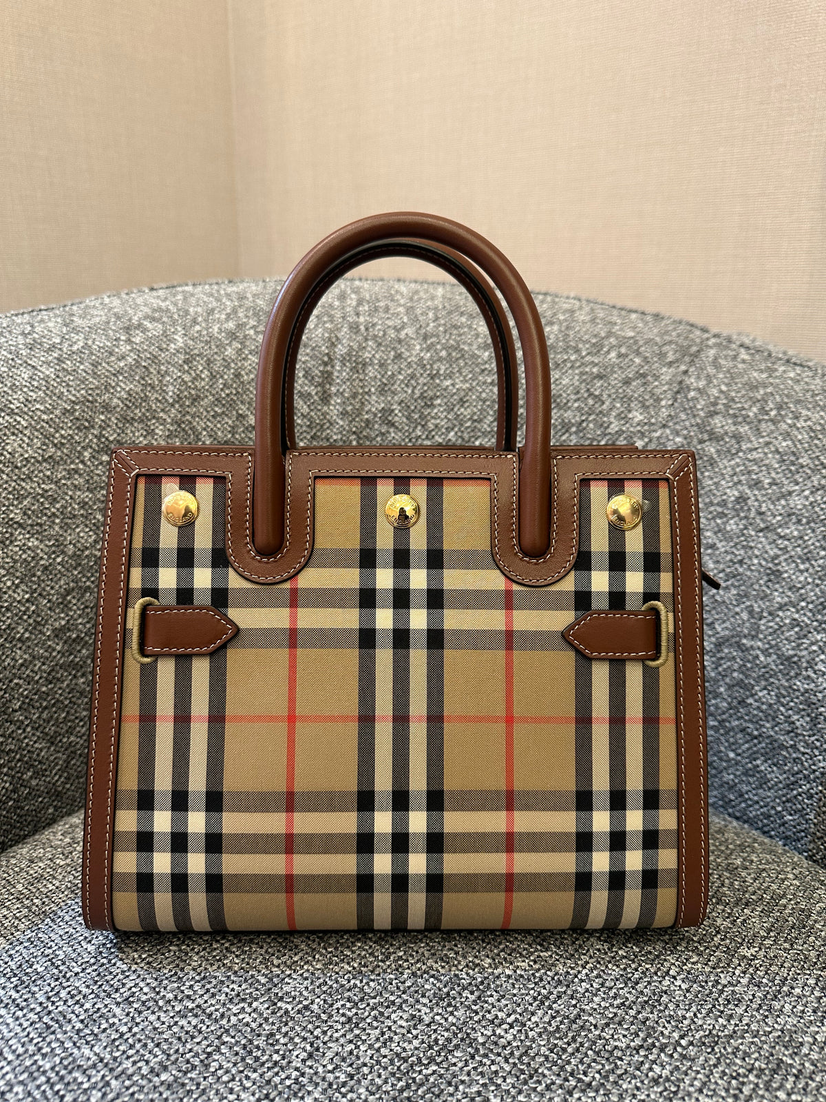 Burberry Mini Vintage Check Two Handle Title Bag