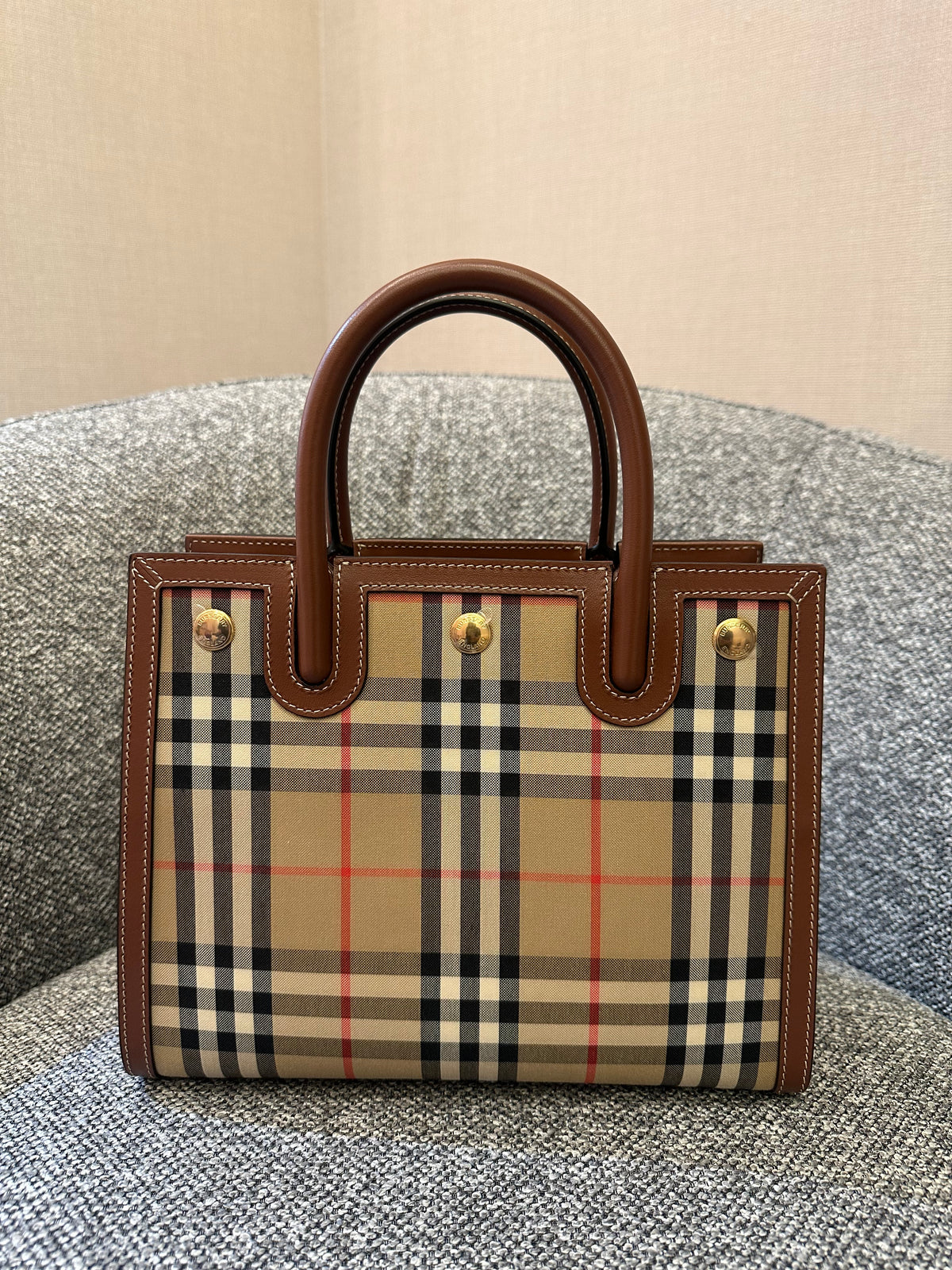 Burberry Mini Vintage Check Two Handle Title Bag