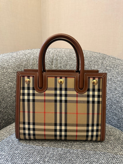 Burberry Mini Vintage Check Two Handle Title Bag