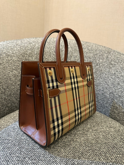 Burberry Mini Vintage Check Two Handle Title Bag