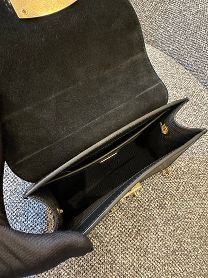 Furla Metropolis Mini Crossbody Bag in Black Leather with Gold-Toned Studs