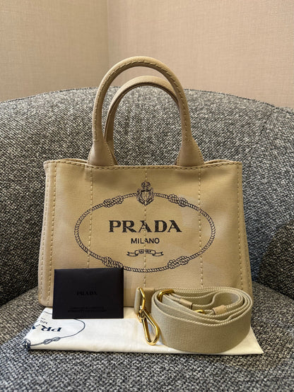 Prada Canapa Canvas Logo Tote Bag