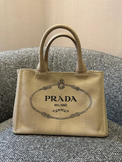 Prada Canapa Canvas Logo Tote Bag