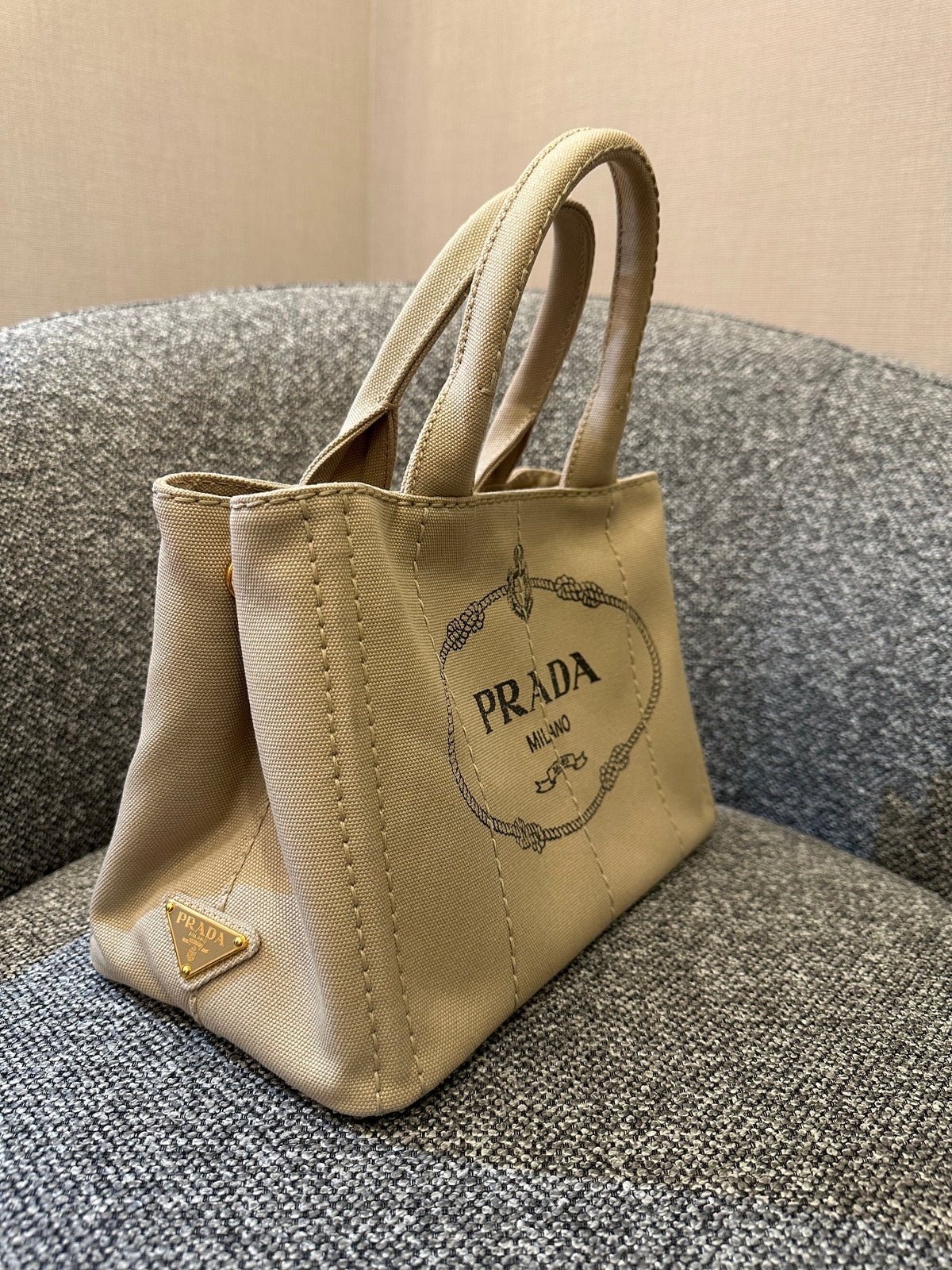 Prada Canapa Canvas Logo Tote Bag