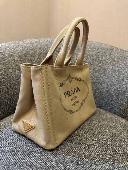 Prada Canapa Canvas Logo Tote Bag
