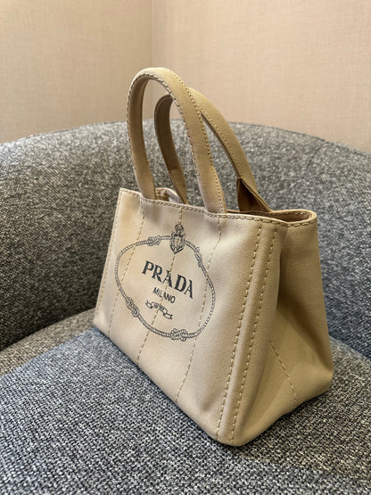 Prada Canapa Canvas Logo Tote Bag