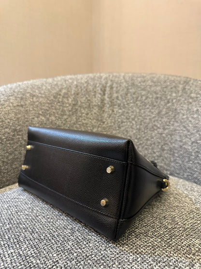 Furla Piper Dome Satchel Handbag in Black Leather