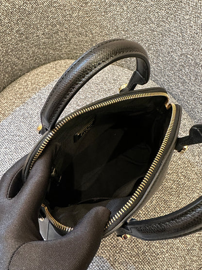 Furla Piper Dome Satchel Handbag in Black Leather