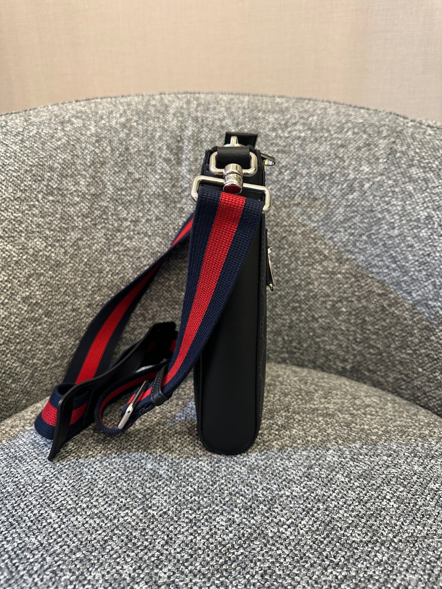 Gucci GG Messenger Bag In Black And Grey Canvas