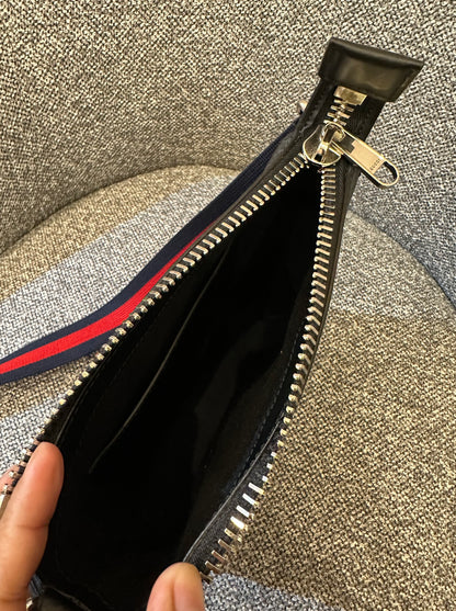 Gucci GG Messenger Bag In Black And Grey Canvas
